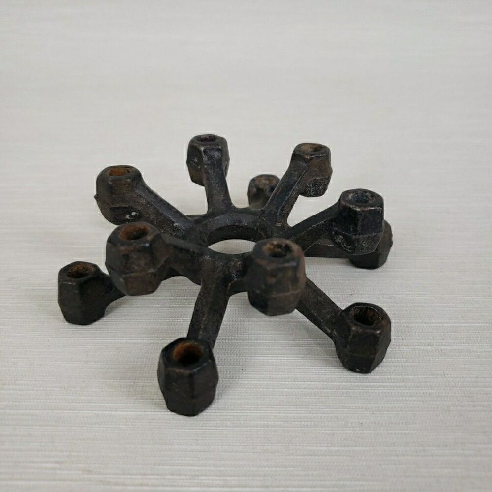 VTG Nob Hill Atomic Star MCM Black Cast Iron 12 Taper Candle Holder Japan